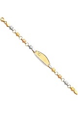 beautiful 14k tri color gold oval heart id baby bracelet